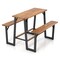 Natural and Black Outdoor Picnic Table with Benches Acacia Wood and Metal Frame Seating for Four